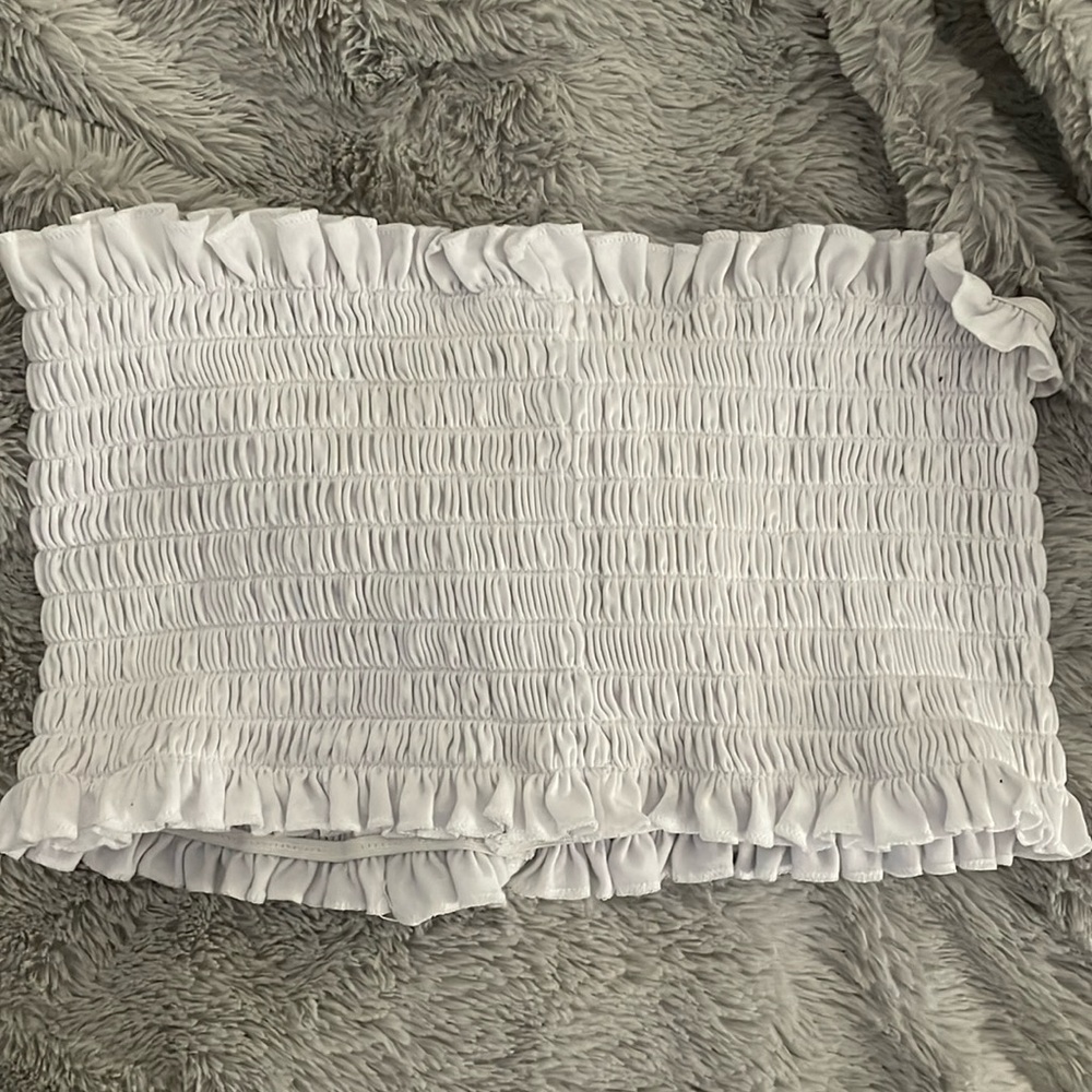 White ribbed bando top